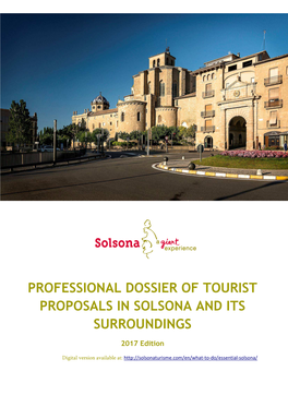 Professional Dossier of Tourist Proposals in Solsona and Its Surroundings