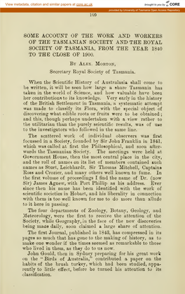 Some Account of the Work and Workers of the Tasmanian Society and the Royal Society of Tasmanla, from the Year 1840 to the Close