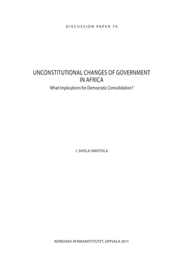 Unconstitutional Changes of Government in Africa. What