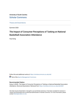 The Impact of Consumer Perceptions of Tanking on National Basketball Association Attendance