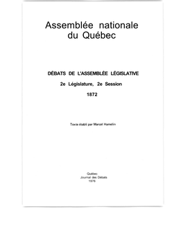 DÉBATS DE L'assemblée LÉGISLATIVE 2E Législature, 2E