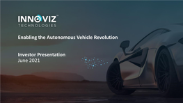 Enabling the Autonomous Vehicle Revolution Investor Presentation October 2020