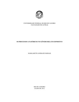 Universidade Federal Do Rio De Janeiro Faculdade De Letras