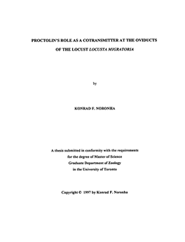 Proctolin's Role As a Cotransmitter at Oviducts