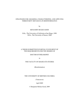 Strategies for Amassing, Characterizing, and Applying Third-Party Metadata in Bioinformatics