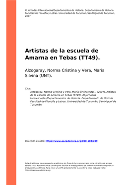 Artistas De La Escuela De Amarna En Tebas (TT49)