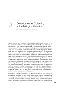 Development of Collecting at the Milingimbi Mission