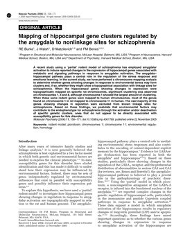 Mapping of Hippocampal Gene Clusters Regulated by the Amygdala