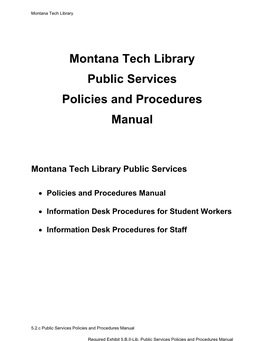 Montana Tech Library Public Services Policies and Procedures Manual