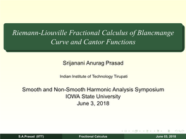 Riemann-Liouville Fractional Calculus of Blancmange Curve and Cantor Functions