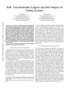 Uncentralisable Ledgers and Their Impact on Voting Systems