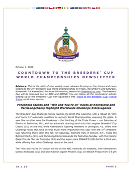 Cup World Championships Newsletter