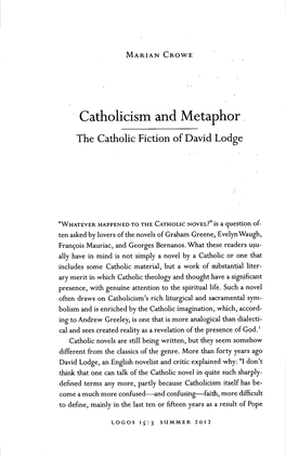 Catholicism and Metaphor the Catholic Fiction of David Lodge