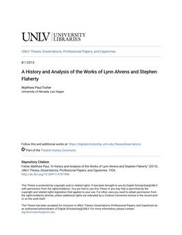 A History and Analysis of the Works of Lynn Ahrens and Stephen Flaherty