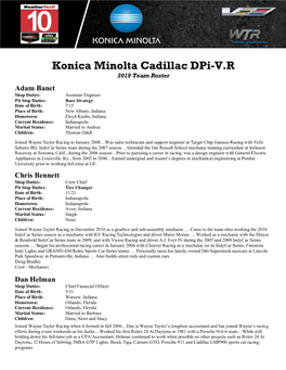 Konica Minolta Cadillac Dpi-V.R Team Roster