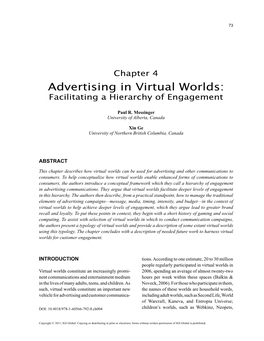 Advertising in Virtual Worlds: Facilitating a Hierarchy of Engagement