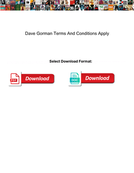 Dave Gorman Terms and Conditions Apply