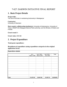 7-027: Darwin Initiative Final Report