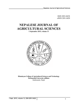 Nepalese Journal of Agricultural Sciences