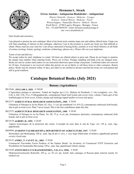 Catalogue Botanical Books (July 2021)
