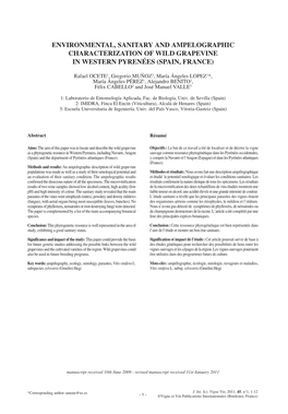 Environmental, Sanitary and Ampelographic Characterization of Wild Grapevine in Western Pyrenées (Spain, France)