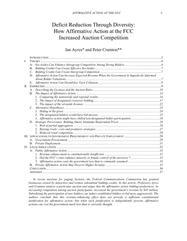 Deficit Reduction Through Diversity: How Affirmative Action at the FCC Increased Auction Competition