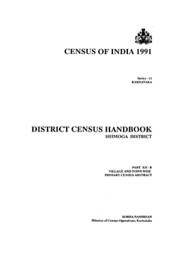 District Census Handbook, Shimoga, Part XII-B, Series-11