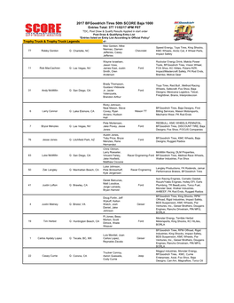 2017 Bfgoodrich Tires 50Th SCORE Baja 1000