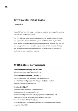 Tiny Tiny RSS Image Guide TT-RSS Stack Components