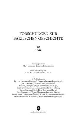 Forschungen Zur Baltischen Geschichte 10 / 2015