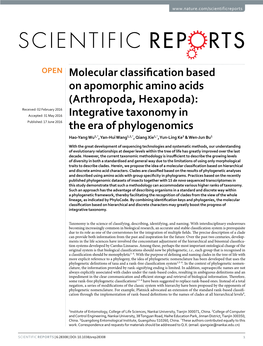 Molecular Classification Based on Apomorphic Amino