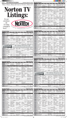 6 3-22-11 TV Guide.Indd 1 3/22/11 7:25:38 AM