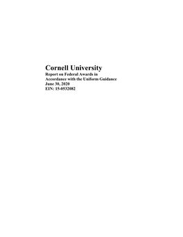 Cornell University Single Audit Report