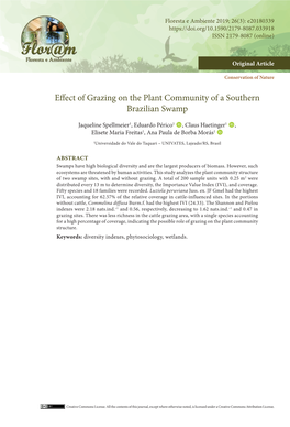 Effect of Grazing on the Plant Community of a Southern Brazilian Swamp