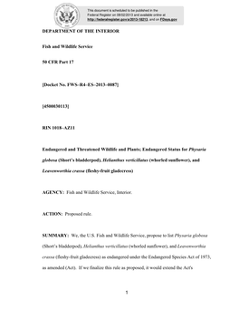 Docket No. FWS–R4–ES–2013–0087]