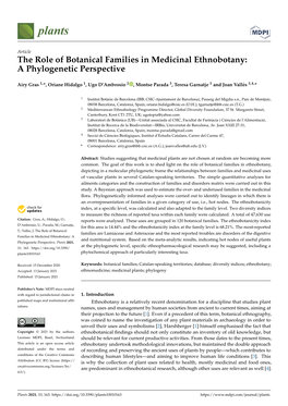 The Role of Botanical Families in Medicinal Ethnobotany: a Phylogenetic Perspective