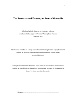 The Resources and Economy of Roman Nicomedia