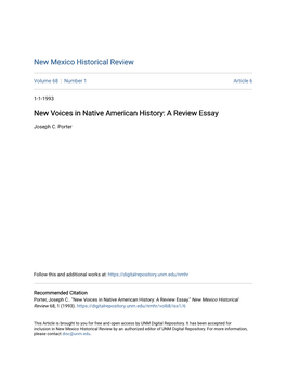 New Voices in Native American History: a Review Essay