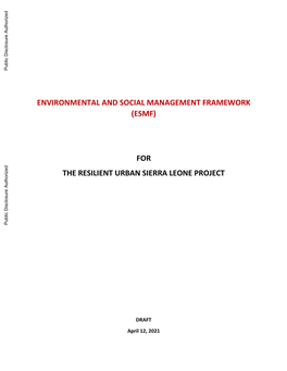 For the Resilient Urban Sierra Leone Project