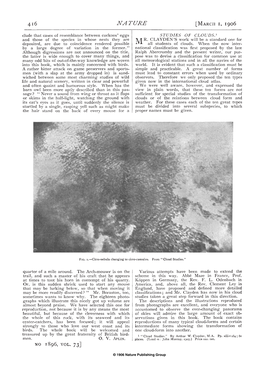 NATURE [MARCH I, 1906 Elude That Cases of Resemblance Between Cuckoos' Eggs STUDIES of CLOUDS.' and Those of the Species in Whose Nests They Are MR