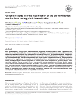 Genetic Insights Into the Modification of the Pre-Fertilization Mechanisms During Plant Domestication