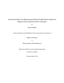 Forward and Side Two Dimensional Scattered Light Patterns Studies of Single Cell for Label-Free Flow Cytometry