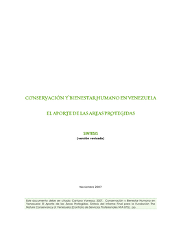 Nature Conservancy of Venezuela (Contrato De Servicios Profesionales NTA 075)