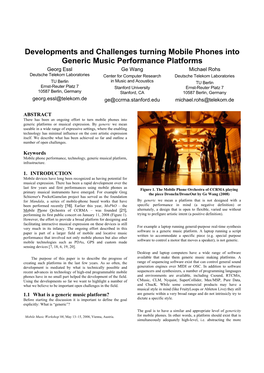 Developments and Challenges Turning Mobile Phones Into Generic Music Performance Platforms