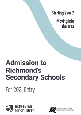 Achieving for Children – Richmond Transfer to Secondary School