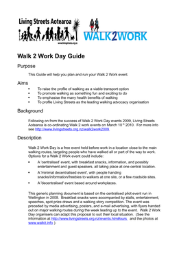 Walk 2 Work Day Guide Purpose