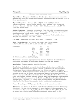 Phosgenite Pb2(CO3)Cl2 C 2001-2005 Mineral Data Publishing, Version 1