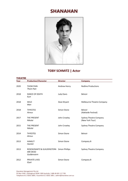 Toby Schmitz CV