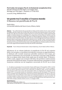 Un Ponte Tra Il Vecchio E Il Nuovo Mondo Il Messico Nel Pontificato Di Pio XI