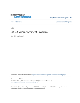 2002 Commencement Program New York Law School